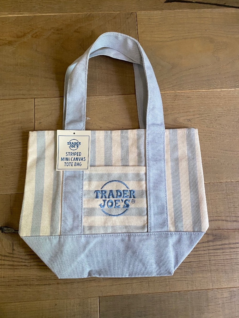 Trader Joe’s Striped Mini Canvas Tote Bag NEW 2026 Release [Blue] NWT
